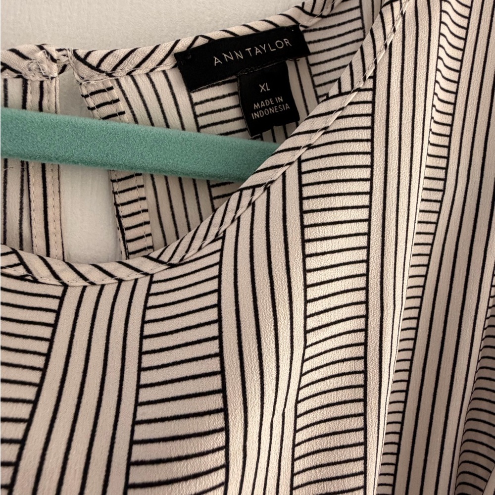 Ann Taylor Black and White Striped Blouse